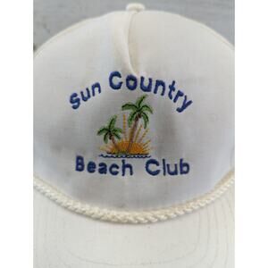 Vintage Sun Country Beach Club Strapback Adjustable Hat Cap‎ Rope Accent